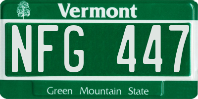VT license plate NFG447