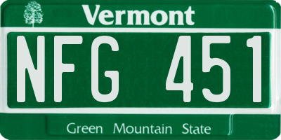 VT license plate NFG451