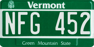 VT license plate NFG452