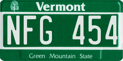 VT license plate NFG454