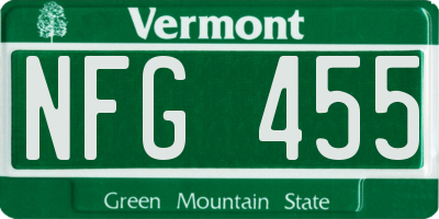 VT license plate NFG455