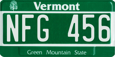 VT license plate NFG456