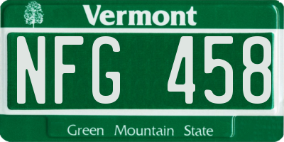 VT license plate NFG458