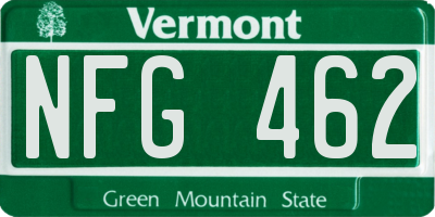 VT license plate NFG462