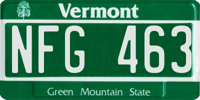 VT license plate NFG463