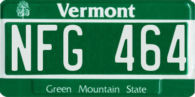VT license plate NFG464