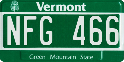 VT license plate NFG466