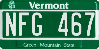 VT license plate NFG467