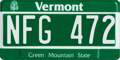 VT license plate NFG472