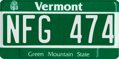 VT license plate NFG474