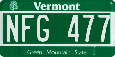 VT license plate NFG477