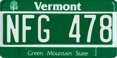 VT license plate NFG478
