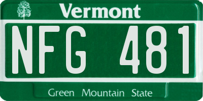 VT license plate NFG481