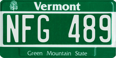 VT license plate NFG489