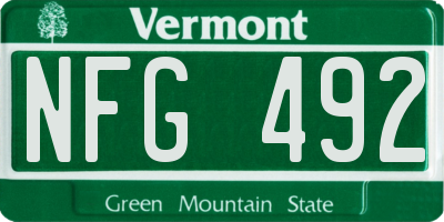 VT license plate NFG492