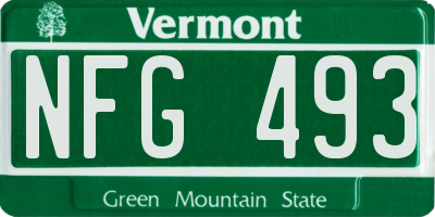 VT license plate NFG493
