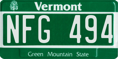 VT license plate NFG494