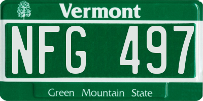 VT license plate NFG497