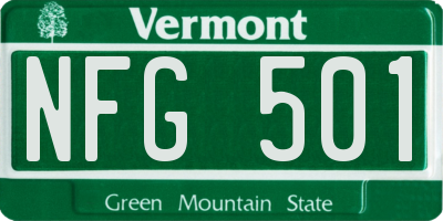 VT license plate NFG501
