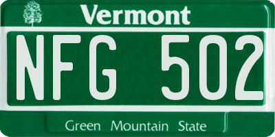 VT license plate NFG502