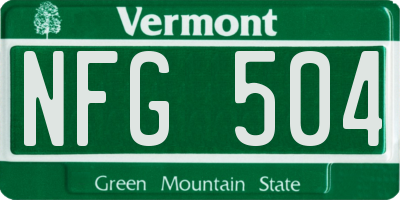 VT license plate NFG504