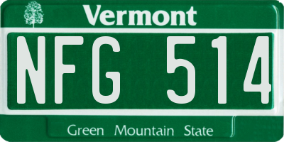 VT license plate NFG514