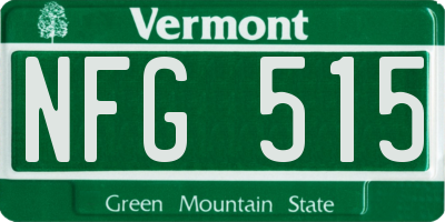 VT license plate NFG515