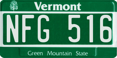 VT license plate NFG516