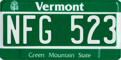 VT license plate NFG523