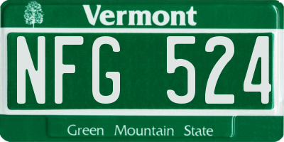 VT license plate NFG524