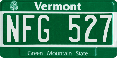 VT license plate NFG527