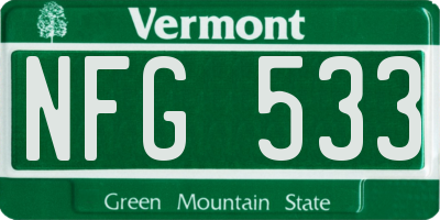 VT license plate NFG533