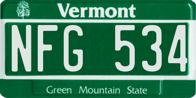 VT license plate NFG534