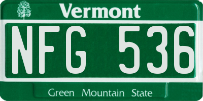 VT license plate NFG536