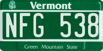 VT license plate NFG538