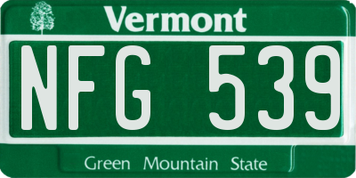 VT license plate NFG539
