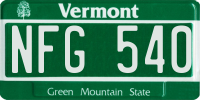 VT license plate NFG540