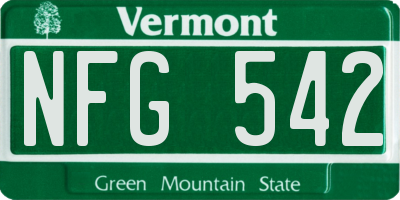 VT license plate NFG542