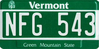 VT license plate NFG543