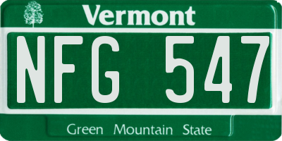 VT license plate NFG547