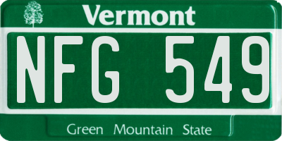 VT license plate NFG549