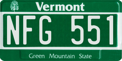 VT license plate NFG551