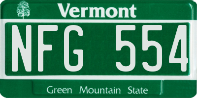 VT license plate NFG554