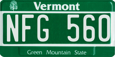 VT license plate NFG560