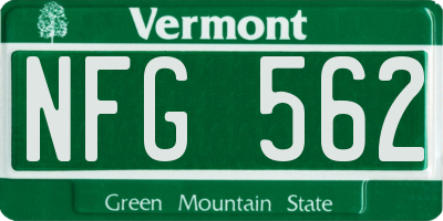 VT license plate NFG562
