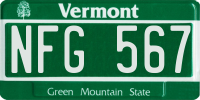 VT license plate NFG567