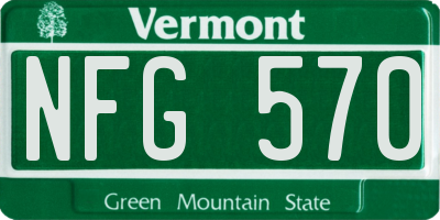 VT license plate NFG570
