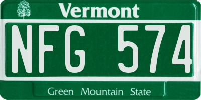 VT license plate NFG574