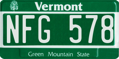 VT license plate NFG578