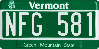 VT license plate NFG581